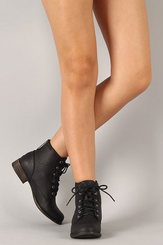 Zipper Military Lace Up Booties