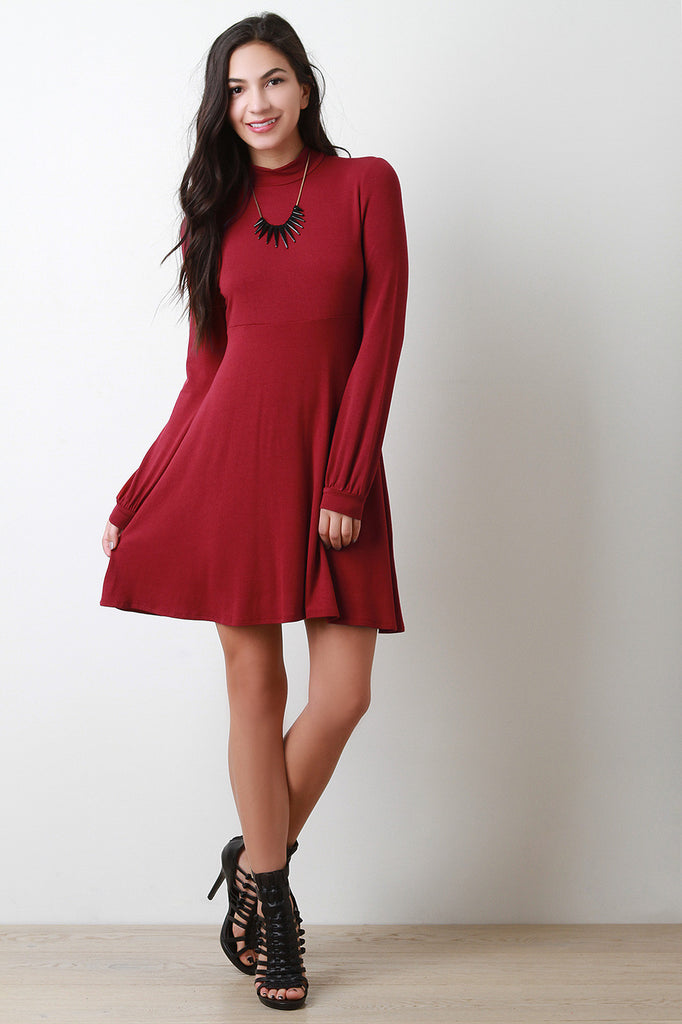 Mock Neck Long Sleeve Dress