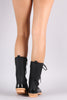 Round Toe Studded Lace Up Duck Mid Calf Boots