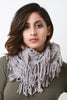 Fuzzy Stripe Knit Fringe Circle Scarf