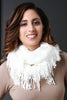 Fuzzy Stripe Knit Fringe Circle Scarf