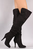 Slouchy Suede OTK Almond Toe Stiletto Boots