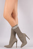 Liliana Stretched Sweater Knit Stiletto Mid-Calf Sock Boots