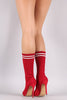 Liliana Stretched Sweater Knit Stiletto Mid-Calf Sock Boots