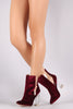 Crushed Velvet Lucite Inset Chunky Perspex Heeled Booties