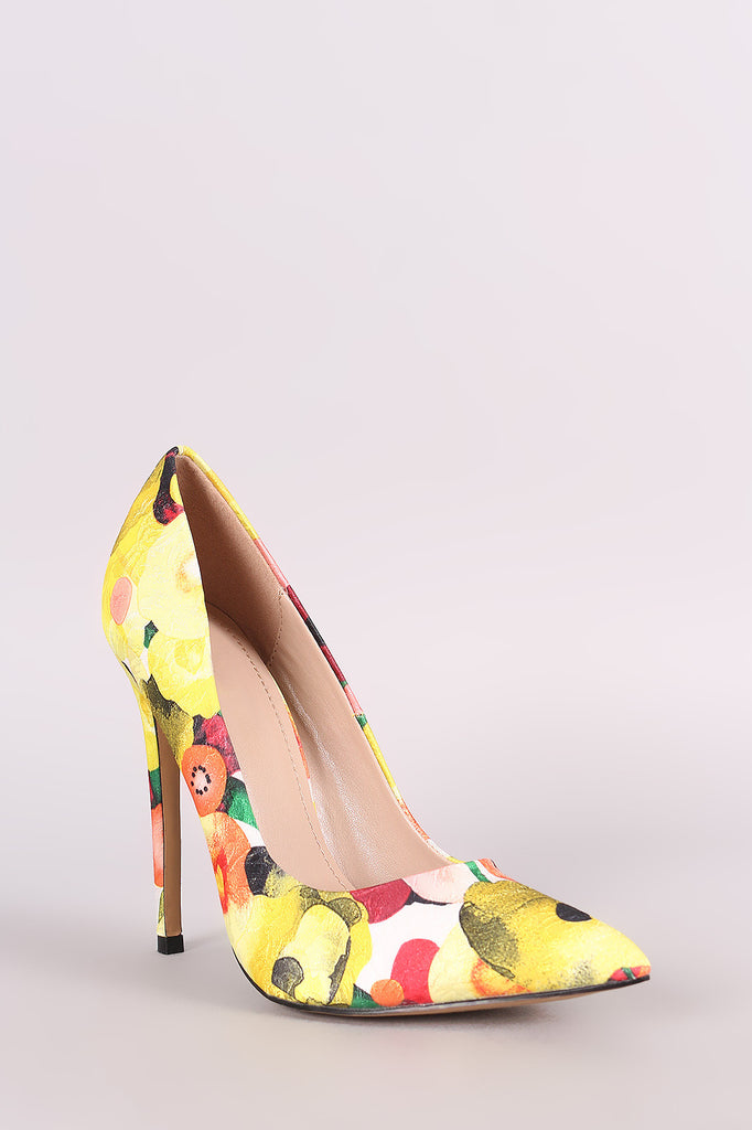 Shoe Republic LA Abstract Floral Pointy Toe Stiletto Pump