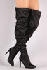 Slouchy Satin Pointy Toe Stiletto Over-The-Knee Boots