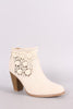 Qupid Crochet Chunky Heeled Ankle Boots