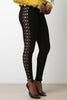 Side Eyelet Ribbon Lace-Up Leggings