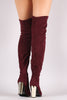 Qupid Suede Chunky Metallic Heeled Over-The-Knee Boots