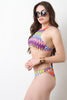 Bohemian Chevron High Neck Bikini Set