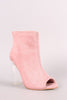 Suede Peep Toe Chunky Perspex Heeled Ankle Boots