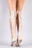 Qupid Lucite Peep Toe Chunky Perspex Heeled Over-The-Knee Boots